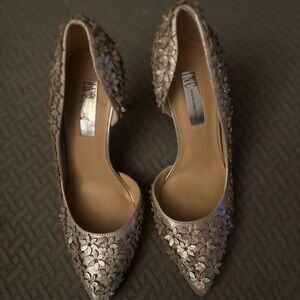 INC Gold Elegant Floral Embellished Women's Shoes